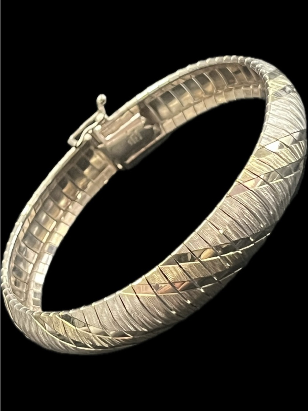 18k Gold sterling silver diamond cut brushed polished omega bracelet vintage QVC
